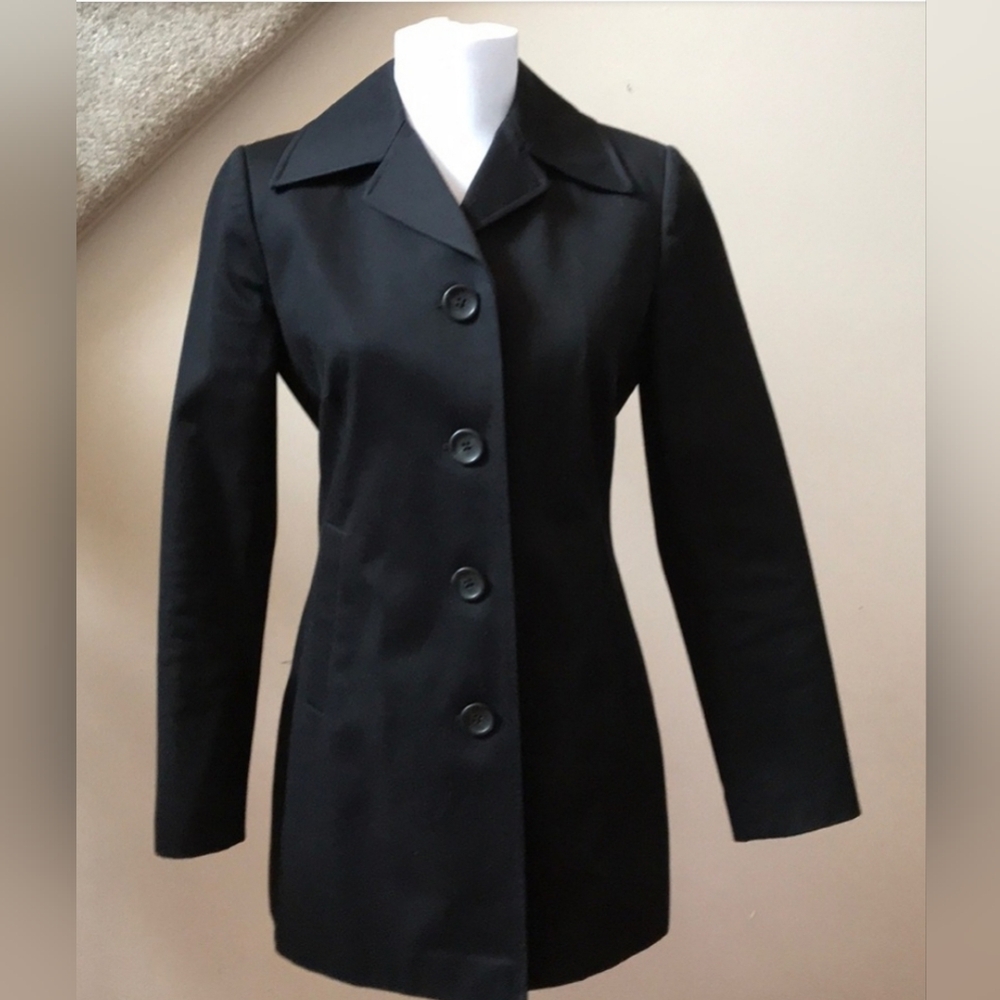 Black XS Structured button-up Coat - Banana Republic 100% Cotton Fall Jacket